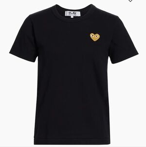 Comme des Garcons Black Tee with Gold Heart Women's M